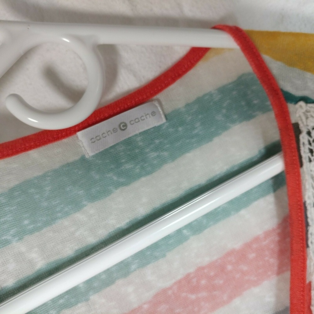 Cache Cache Womens Large Stripe Lace Button Boho C - image 2